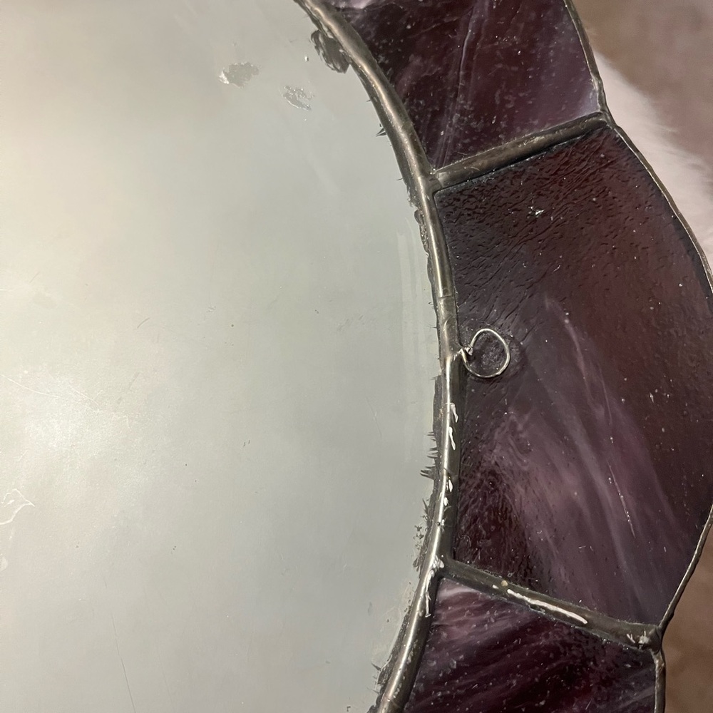 Vintage Purple Stained Glass Wall Mirror - Picture 6 of 7